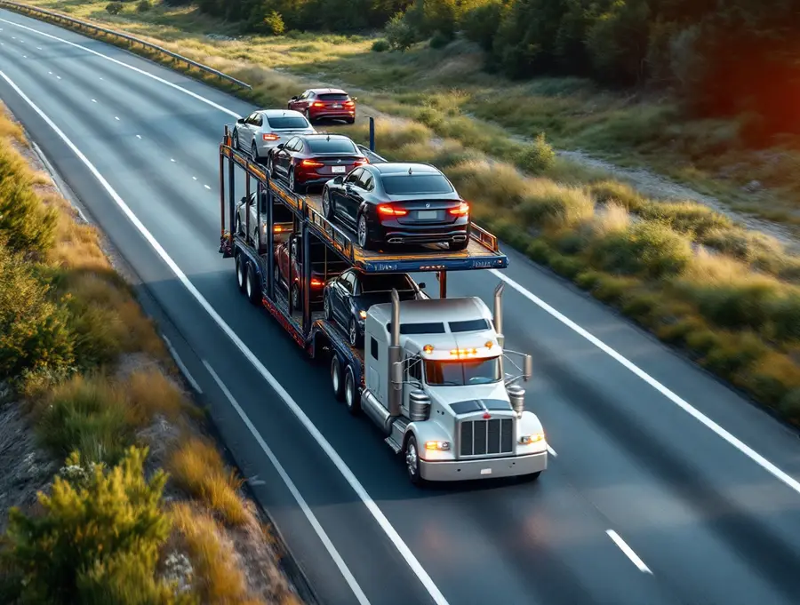 Car on an open trailer